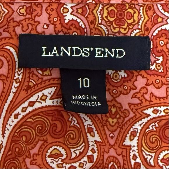 Lands End Top Shirt Womens 10 Pink Multicolor Boho Floral Abstract Button Front - Picture 6 of 9